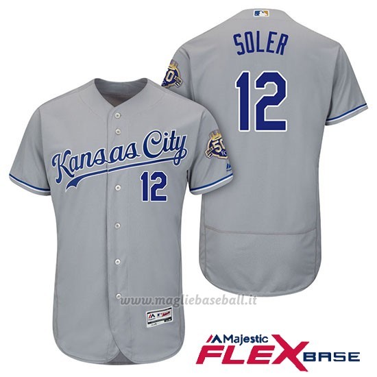 Maglia Baseball Uomo Kansas City Royals Jorge Soler Grigio 50th Season Flex Base